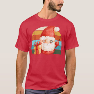 Camiseta Watercolor Gnome Santa Christmas Tree Encender Nav