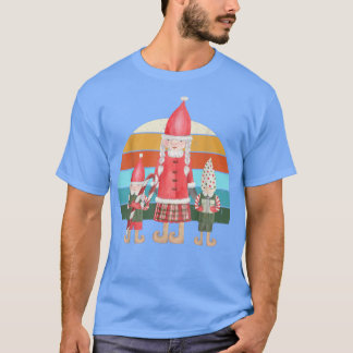 Camiseta Watercolor Gnome Santa Christmas Tree Lights Xmas 