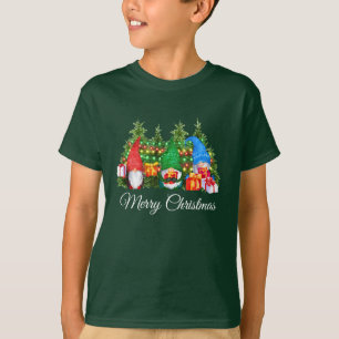 Camiseta Watercolor Gnomes Feliz Navidad Verde