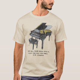 Camiseta Watercolor Grand Piano  Illustration Chopin Quote 