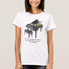 Camiseta Watercolor Grand Piano  Illustration Chopin Quote 