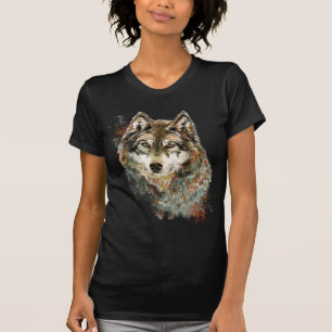 Camiseta Watercolor Gray Wolf Wildlife Animal Nature Art