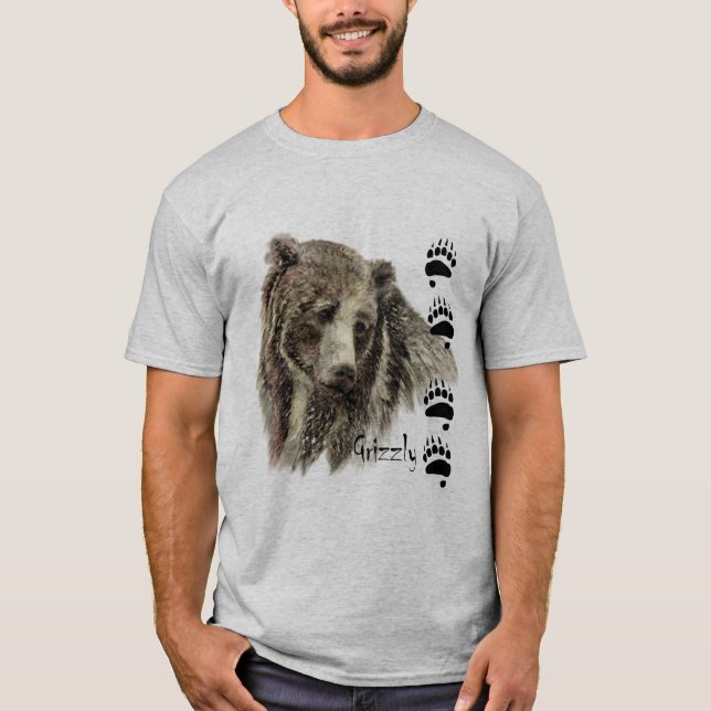 Camiseta Watercolor Grizzly Bear Wildlife Nature Art (Anverso)