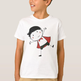 Camiseta Watercolor Happy Stick Boy Red Cape Beauty