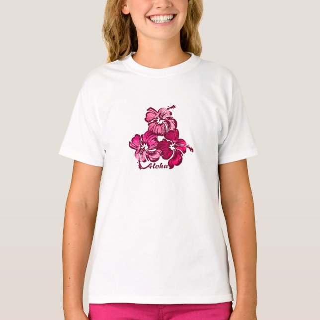 Camiseta Watercolor Hibiscus Chicas Tee (Anverso)