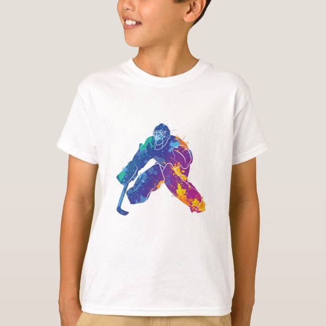 Camiseta Watercolor Ice Hockey Goalie (Anverso)