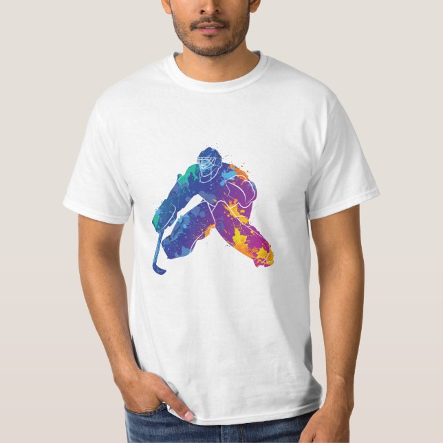 Camiseta Watercolor Ice Hockey Goalie (Anverso)