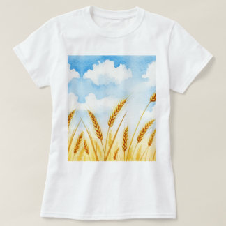 Camiseta Watercolor illustration of a wheat field