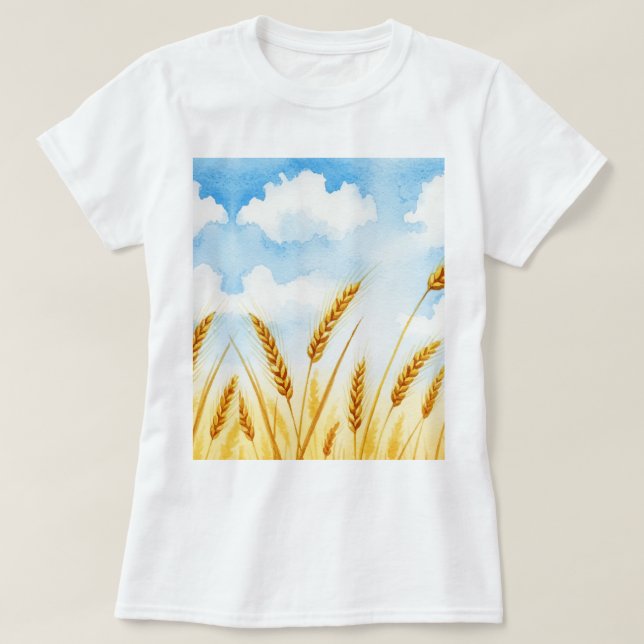 Camiseta Watercolor illustration of a wheat field (Diseño del anverso)