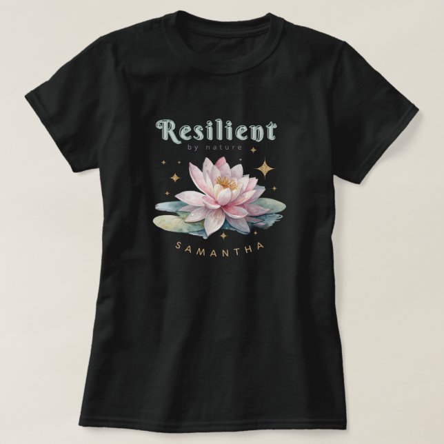 Camiseta watercolor lotus flower motivational personalized (Diseño del anverso)