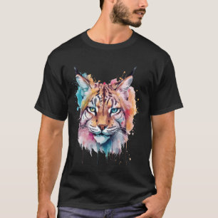Camiseta Watercolor Lynx Gato salvaje Pastel Arte Animal Wi