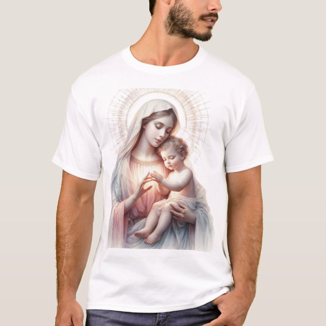 Camiseta Watercolor Madonna and Child – Elegant Pastel Chri (Anverso)
