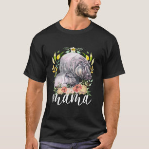 Camiseta Watercolor Mamá bebé Hippo Animal Día de la Madre