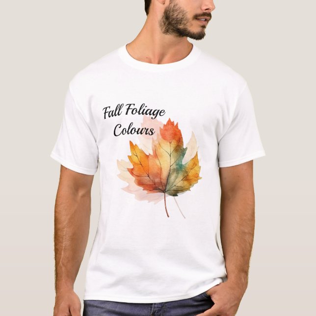 Camiseta Watercolor Otumn Leaf moderna Unigender Tishirt (Anverso)