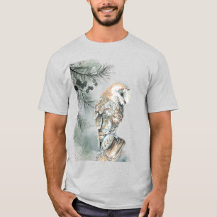 Camiseta Watercolor Owl Bird Wildlife Nature Art