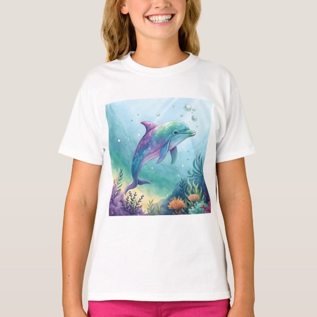 Camiseta Watercolor painted dolphin (Anverso)