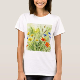 Camiseta Watercolor painting of wildflowers and plants