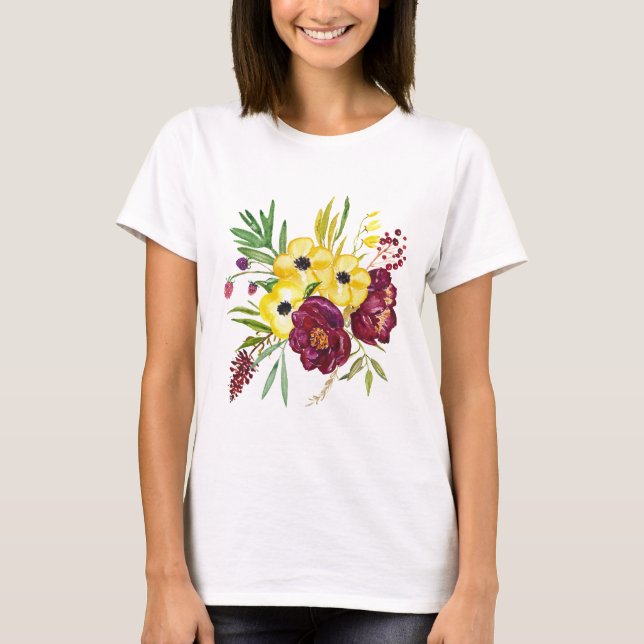 Camiseta Watercolor Peony Bouquet (Anverso)