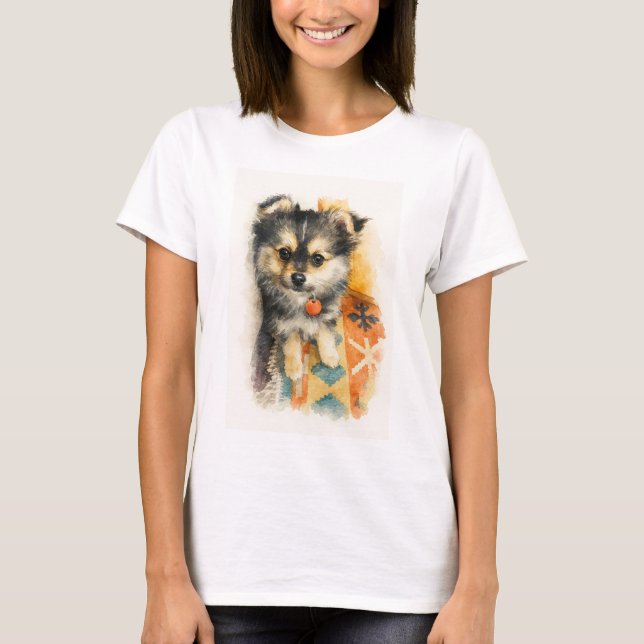 Camiseta Watercolor Pomchi Puppy T-Shirt (Anverso)