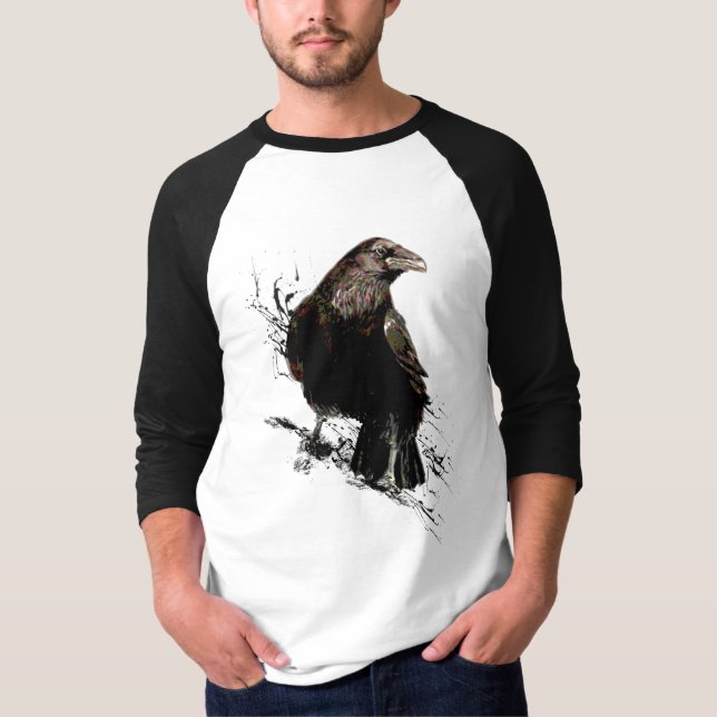 Camiseta Watercolor Raven Bird Animal Art (Anverso)