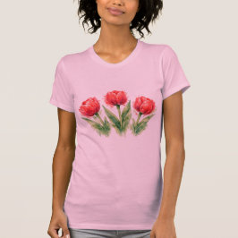 Camiseta Watercolor Red Tulips