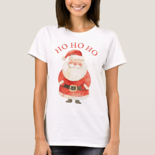 Camiseta Watercolor Santa Claus HO HO Cute Navidades