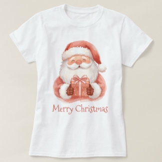 Camiseta Watercolor Santa Clause With Gift Custom