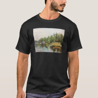 Camiseta Watercolor Seaplane Adirondacks Lake Forest