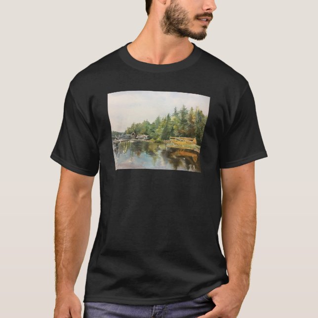Camiseta Watercolor Seaplane Adirondacks Lake Forest (Anverso)
