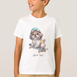 Camiseta Watercolor Shih Tzu Boy T-Shirt