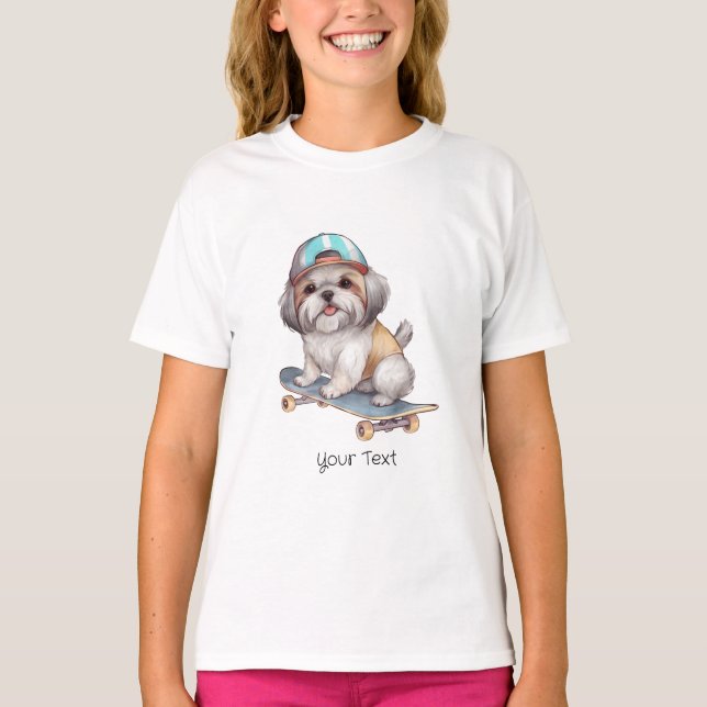 Camiseta Watercolor Shih Tzu Chica T-Shirt (Anverso)