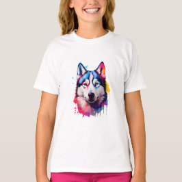 Camiseta Watercolor Siberian Husky arte colorido