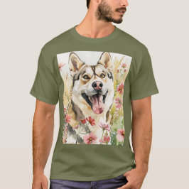 Camiseta Watercolor Siberian Husky Dog Wall Art Poster