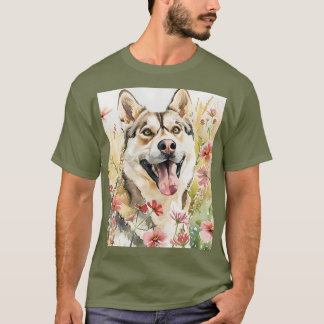 Camiseta Watercolor Siberian Husky Dog Wall Art Poster