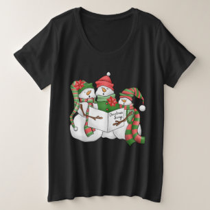 Camiseta Watercolor snowman para mujeres más tamañ