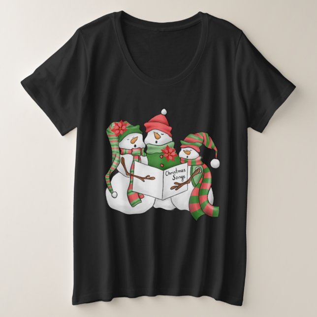 Camiseta Watercolor snowman para mujeres más tamañ (Anverso del diseño)