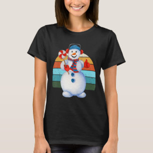 Camiseta Watercolor Snowman Santa Christmas Tree Ilumina Xm