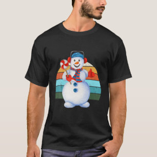 Camiseta Watercolor Snowman Santa Christmas Tree Ilumina Xm