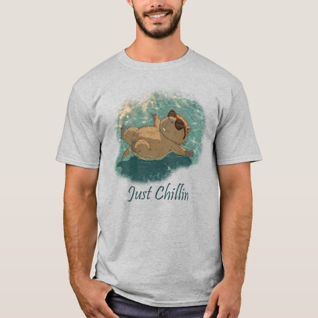 Camiseta  Watercolor Style Fun Capybara Just Chillin Quote (Anverso)