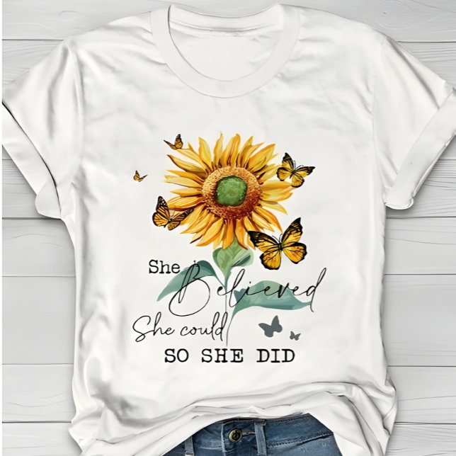Camiseta Watercolor Sunflower & Butterfly Inspirational  (Subido por el creador)