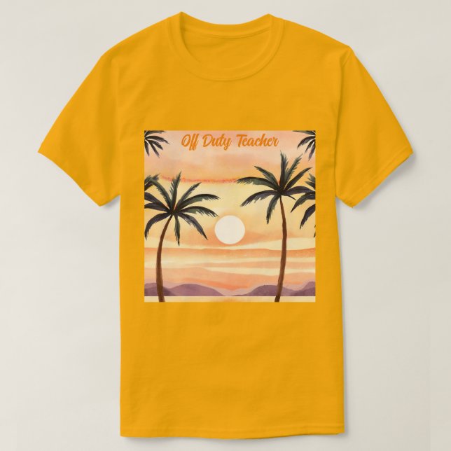 Camiseta Watercolor Sunrise Palm Trees Fuera De Maestra De  (Diseño del anverso)