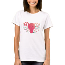 Watercolor Uterus Dedo Medio-Camiseta