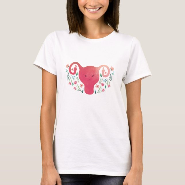 Camiseta Watercolor Uterus Dedo Medio-Camiseta (Anverso)