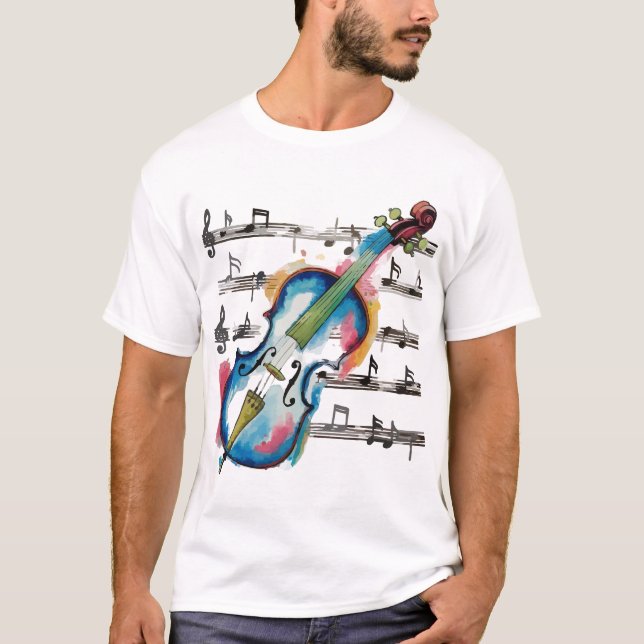 Camiseta watercolor violin (Anverso)