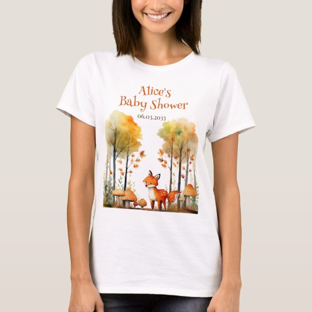 Camiseta Watercolor Woodland Fox Mommy-to-be (Anverso)