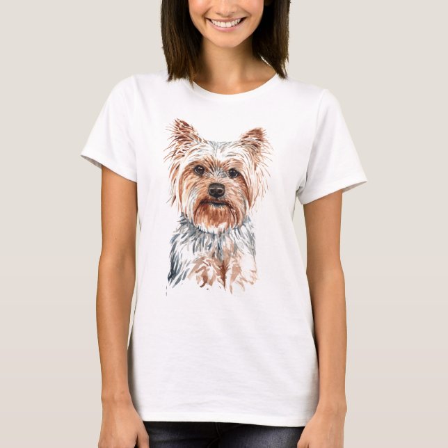 Camiseta Watercolor Yorkie Terrier (Anverso)