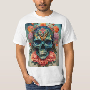 Camiseta WatercolorArt con Skulls, Moth y Bold Hues