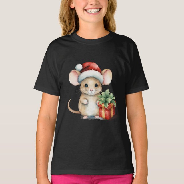 Camiseta Watercolour Christmas Mouse (Anverso)