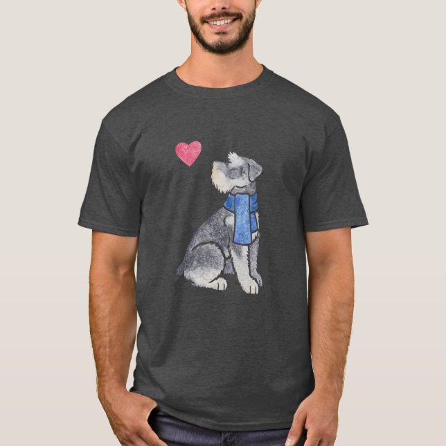Camiseta Watercolour Miniature Schnauzer boy gift family (Anverso)
