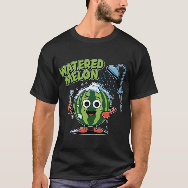 Camiseta Watered Melon Funny Pun Summer Fruit Cartoon Humor (Anverso)